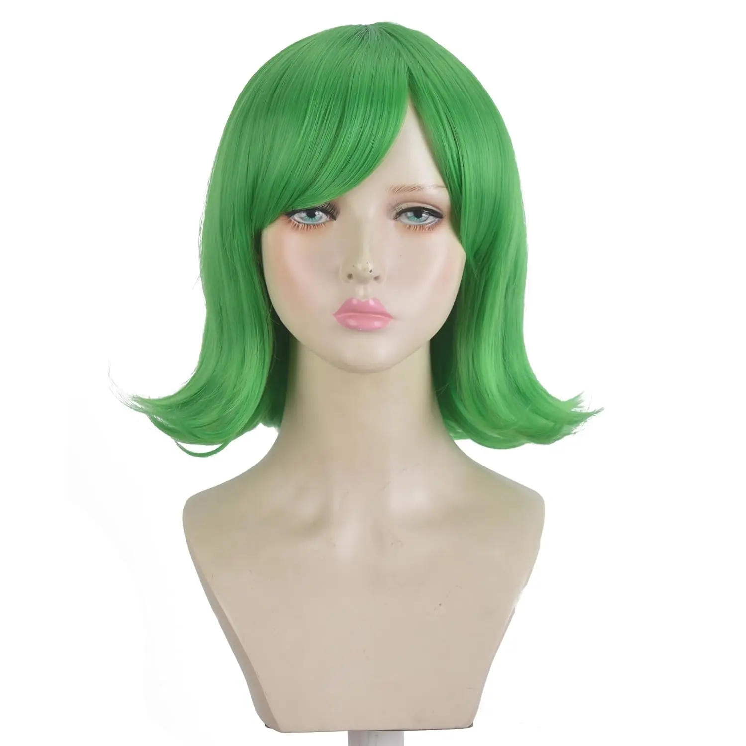 

Парик для косплея с челкой, аниме с открытым ворсом и зелеными волнистыми волосами, для вечеринки аниме, косплей на Хэллоуин