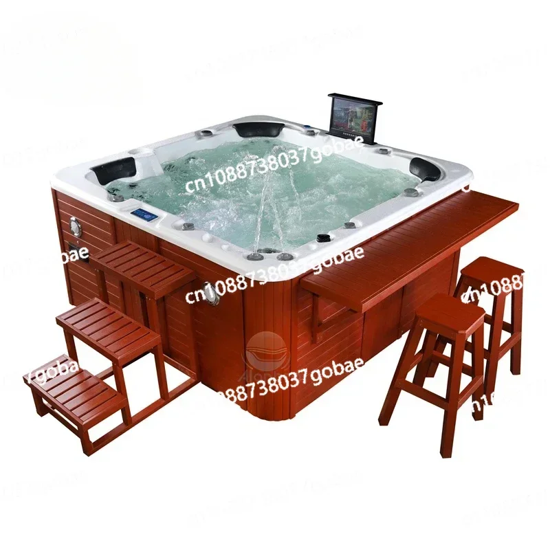 Luxury Modern Outdoor Spa 5 Adults Hot Tub Japanese Bathtub Whirlpool Spa Huge Massage Hot Tub with Tv Music Outdoor Pool Spa