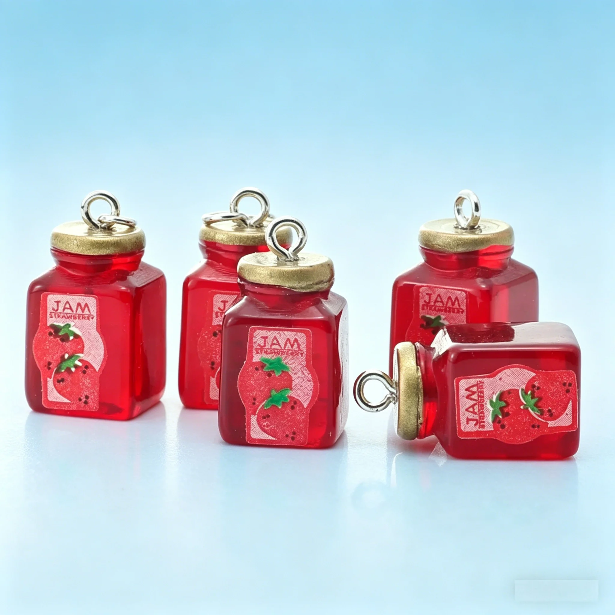 10 piezas de dijes de resina con forma de fresa para hacer aretes, collares, llaveros y joyería DIY