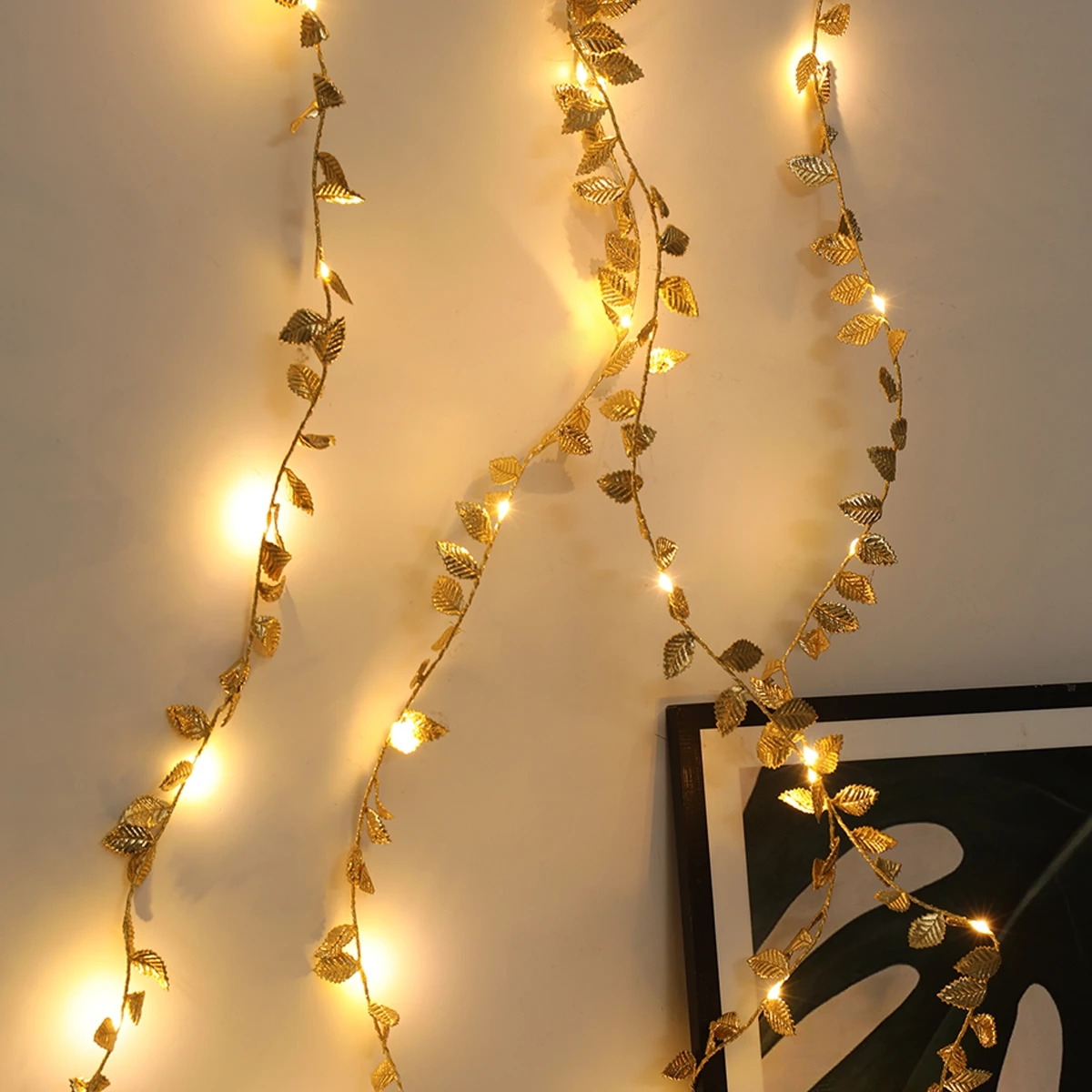 20/30/50LED  Golden Tiny Leaves Fairy Light Battery Powerd Led Copper Wire String Lights For Wedding Home Party DIY Xmas Decor