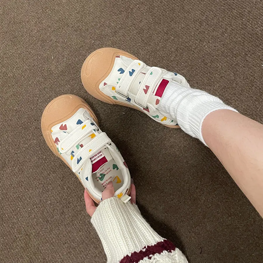 White Shoes Woman Kawaii Vulcanize Spring Summer Casual Platform Sneakers Tennis Female Flats Vintage Cute Korean Footwear