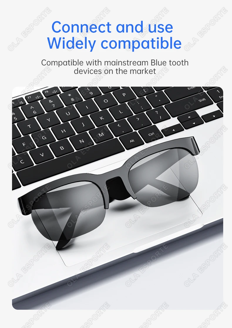 Sonnenbrille mit KI-Übersetzung, TF-Karte, Bluetooth, Gesprächsaufzeichnung, Musikwiedergabe, Smarte Sonnenbrille für Männer und Frauen HT30 – Detail 9