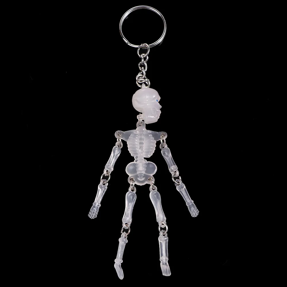 Luminous Skull Keychain Multi-joint Skeleton Personality Gothic Accessories Halloween Car Keychains For Couples Jewelry Fashion