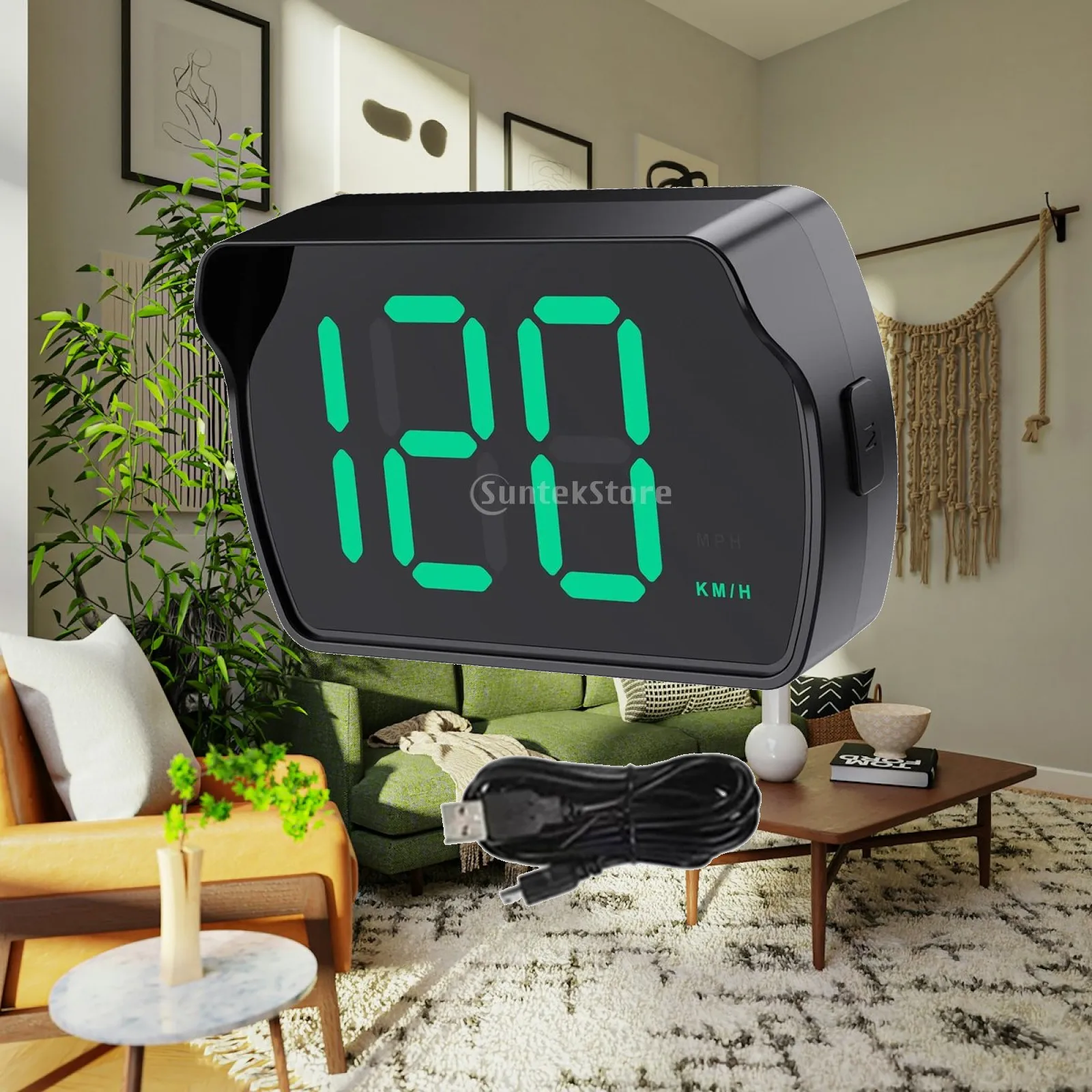 Compact Head Up Display Speedometer MPH KMH Digital Odometer Big Font Plug and Play for Automotive Vehicles