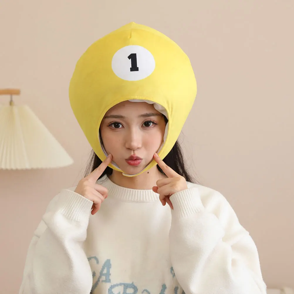 

Billiard Ball Hat Yellow Design Comfortable Breathable Party Photo Props Novelty Costume Hats Adults Short Material