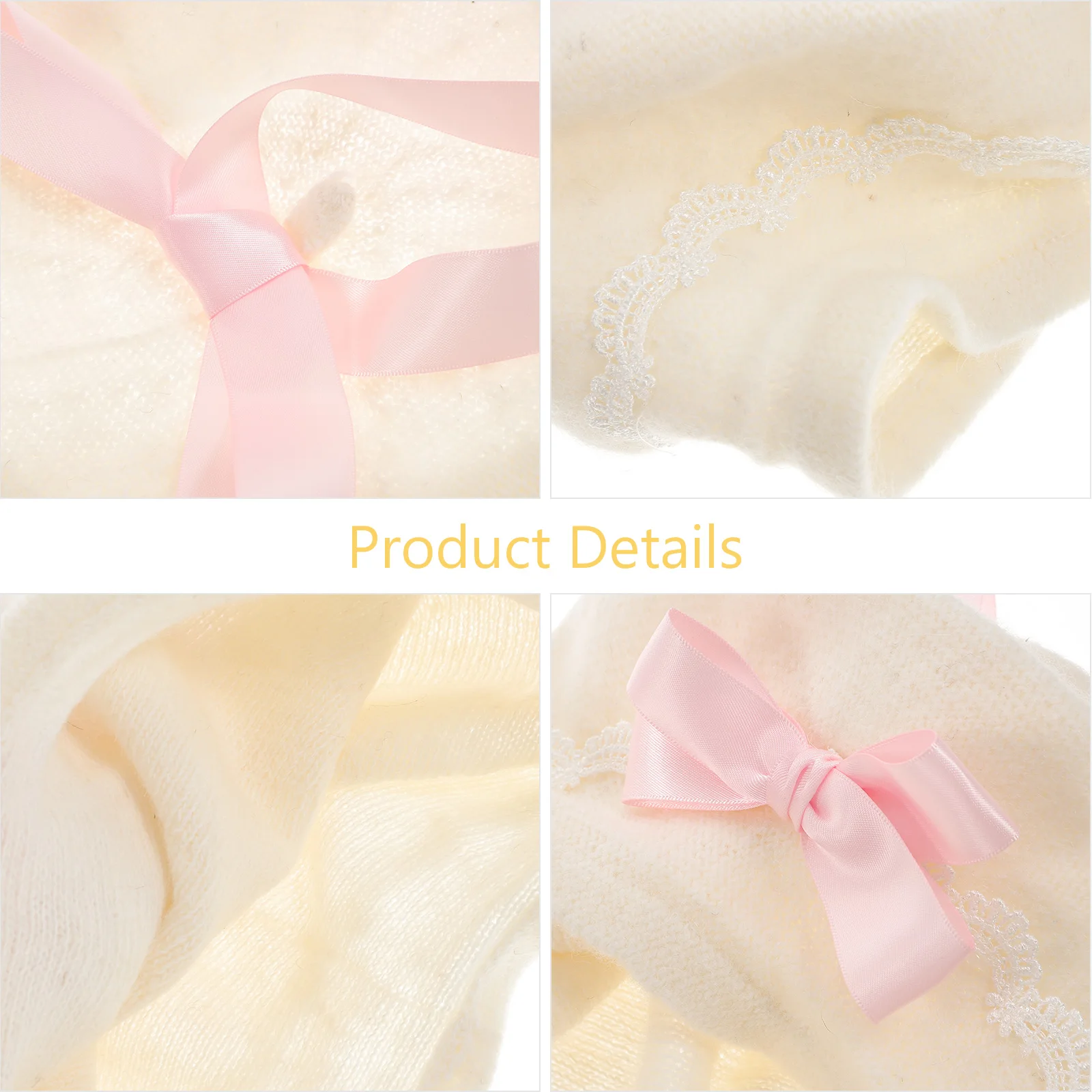 

Wool Beret Hat for Women Sweet Bow Design Beige Berets Caps Fashion Lolita Accessory Girls Winter Party Daily Wear Comfortable