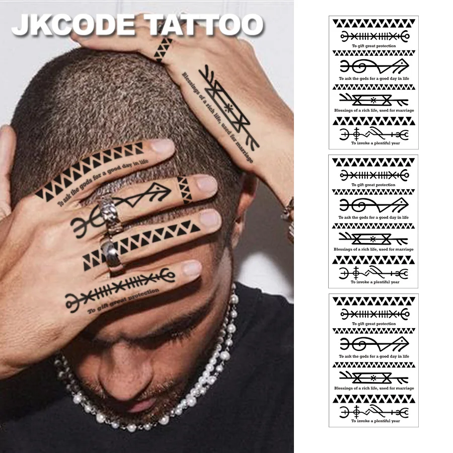 Waterproof Viking Tattoo,Waterproof, Realistic Fake Tattoos, Botanical, Finger Tattoos, Magic Tattoos, Lasts 3-7 Days