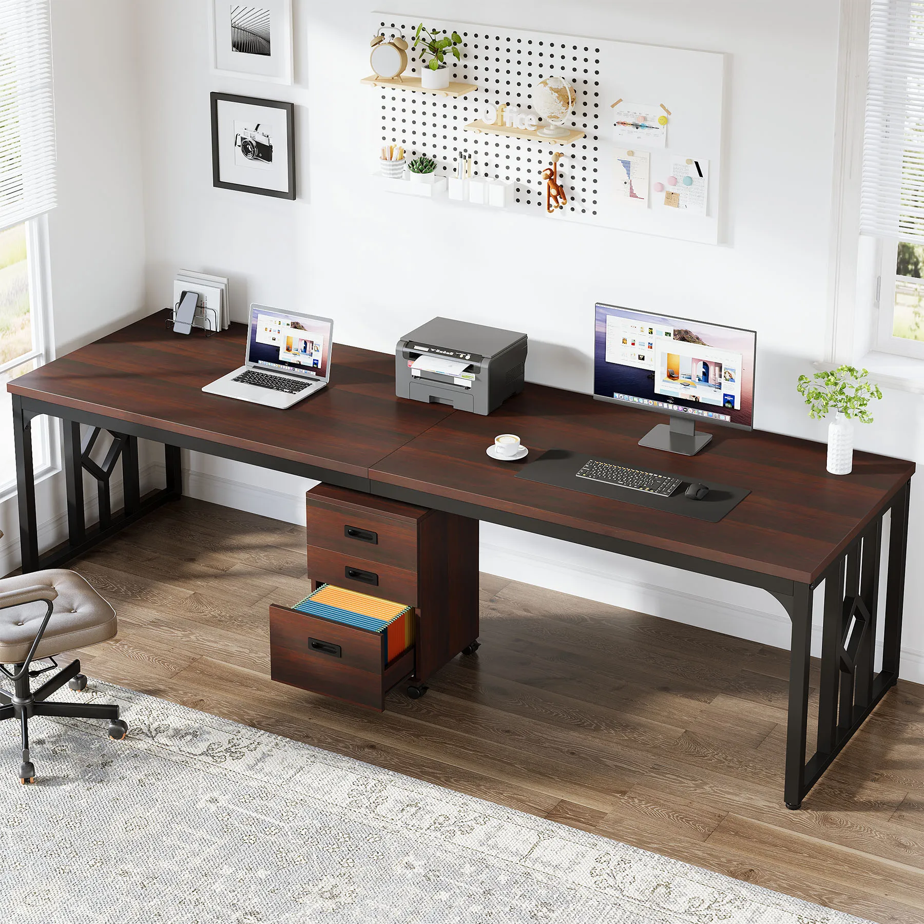 Tribesigns Modular Office Desks Solid Wood Office Desks Ergonomic Office Desks Conference Table Two People table