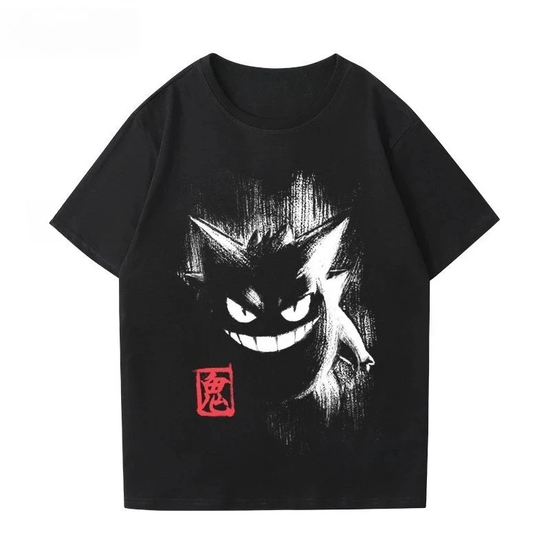 

Футболка с принтом Pokémon Gengar, хлопковая футболка, мужская летняя модная футболка оверсайз 2026, уличная повседневная одежда в стиле Y2K, уличная одежда для женщин
