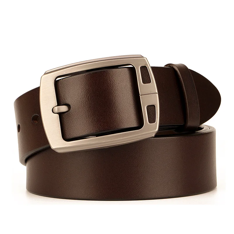 

Men's leather alloy pin buckle casual waistband with padded cow leather belt jeans belt