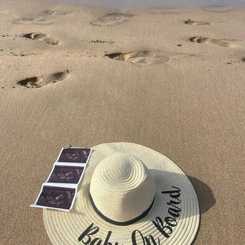 Baby On Board หมวกฤดูร้อนชายหาดสระว่ายน้ำประกาศการตั้งครรภ์ใหม่แม่ Mommy ทารกฝักบัวตกแต่งของขวัญ Photo props