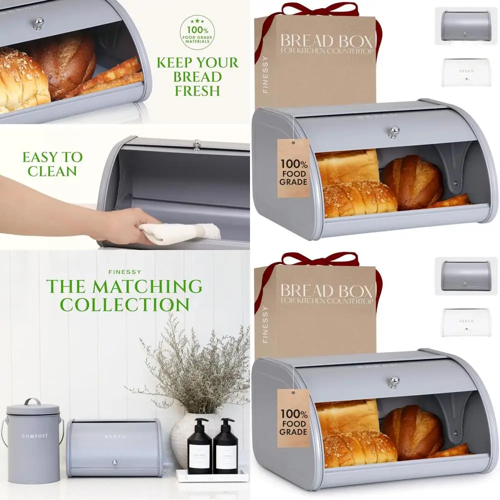 

Герметичный металлический контейнер для хранения хлеба на кухонной столешнице, контейнер для хлеба с откидной крышкой