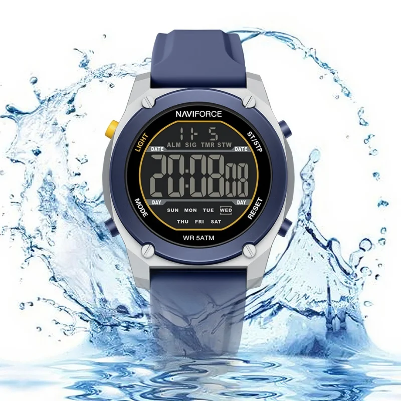 NAVIFORCE Men's Electronic Watch Digital Sports Watch Countdown Alarm Clock 5ATM Waterproof LED Backlight Men's Digital Watch