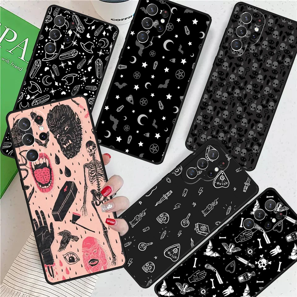 Skull Gothic Creepy Pastel Goth For Samsung Galaxy S24 Ultra S21 S22 S8 S9 S10 5G Note 10 20 Plus FE S23 Phone case Cover Coque