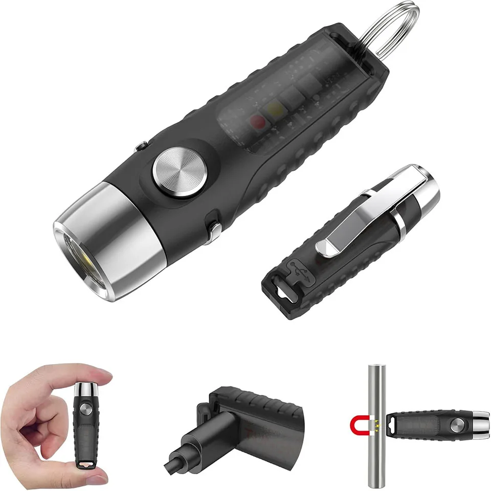 Lanterna de Chaveiro Recarregável TUNENGE S12PLUS-2 EDC, Mini Lanterna LED de 610 Lumens, Luz de Emergência para Uso Externo