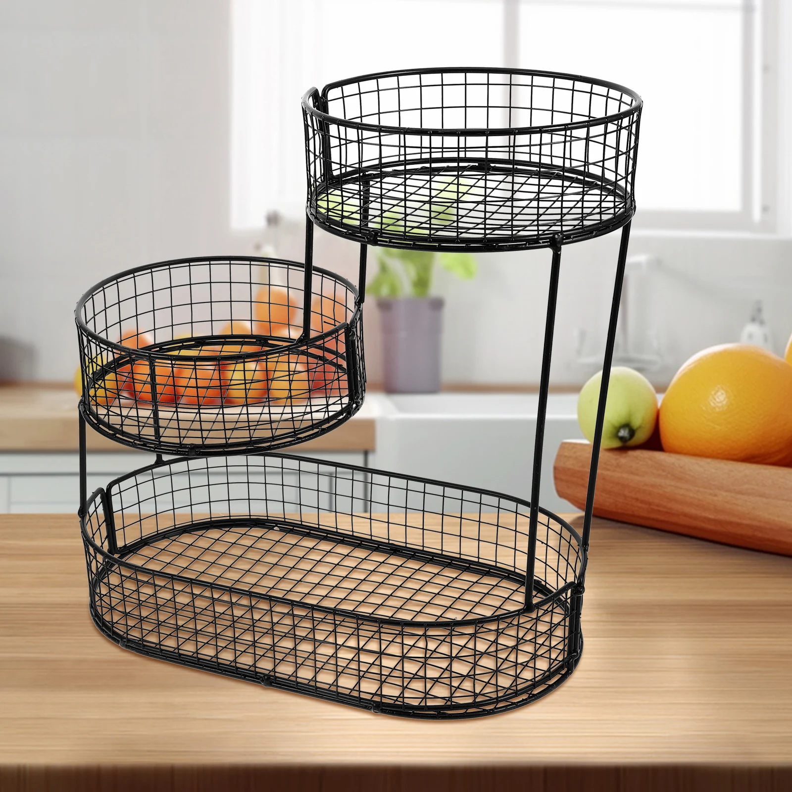 

Dry Fruit Storage Rack Iron Snack Basket For Kitchen Organizer Space Saving Tiered Fruit Vegetable Stand Wire