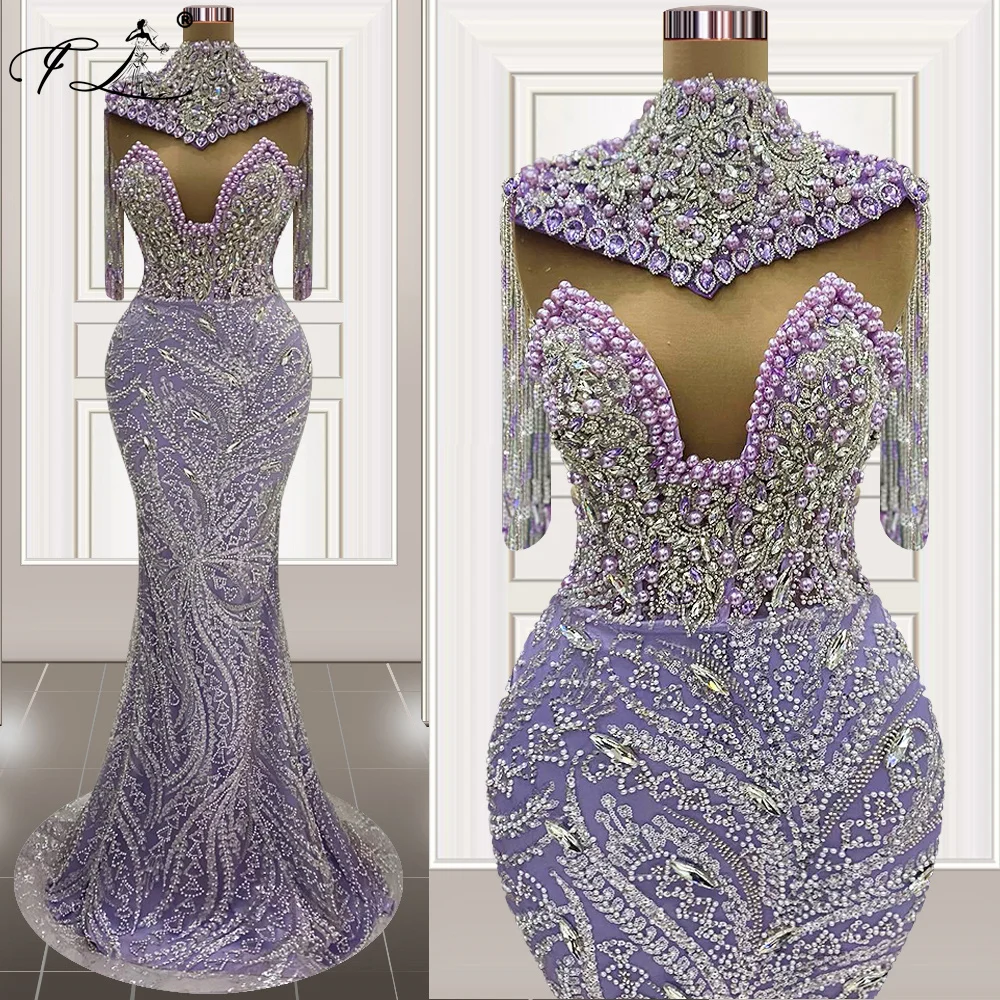 2024 Women Celebrity Dresses Sexy Heavy Handmade Crystal Purple Bodycon Evening Dress Nightclub Performance Dress Customized