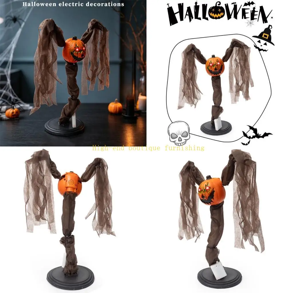 L9NB Light Up Halloween Character with Long Brown Fabric Arm Drapes Party Figure