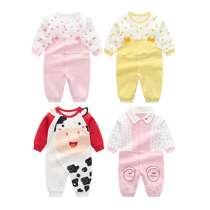 

Newborn Autumn Clothes Baby Romper Pure Cotton Print Cartoon Baby Jumpsuit Toddler Girl Climbing Clothes Infant Cute Pajamas