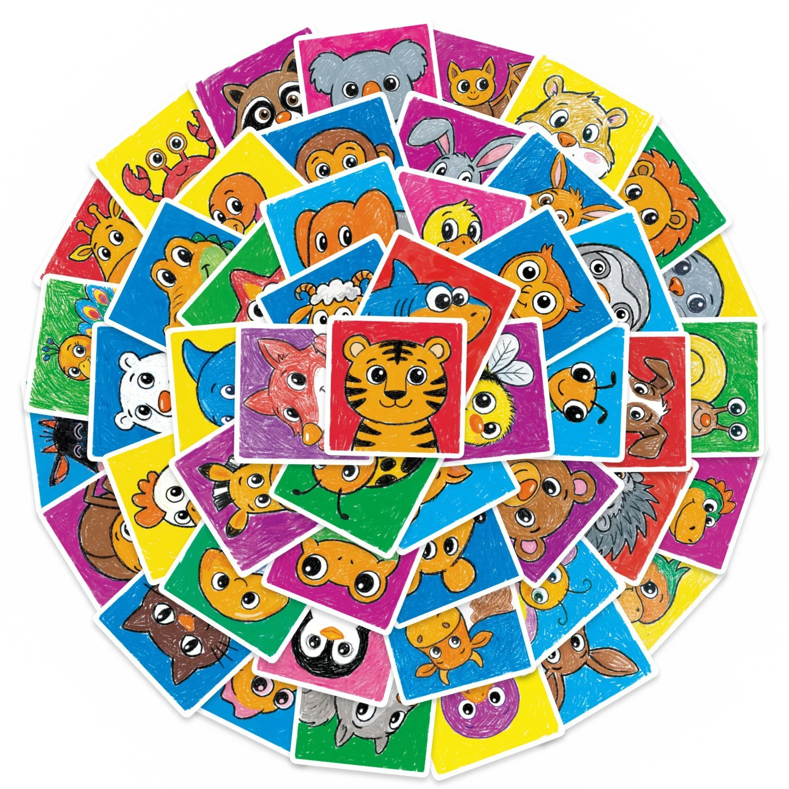 10/30/50PCS Cartoon Animals Crayon Drawing Stickers Aesthetic DIY Kids Toys Car Guitar Luggage Suitcase Decals Graffiti Sticker