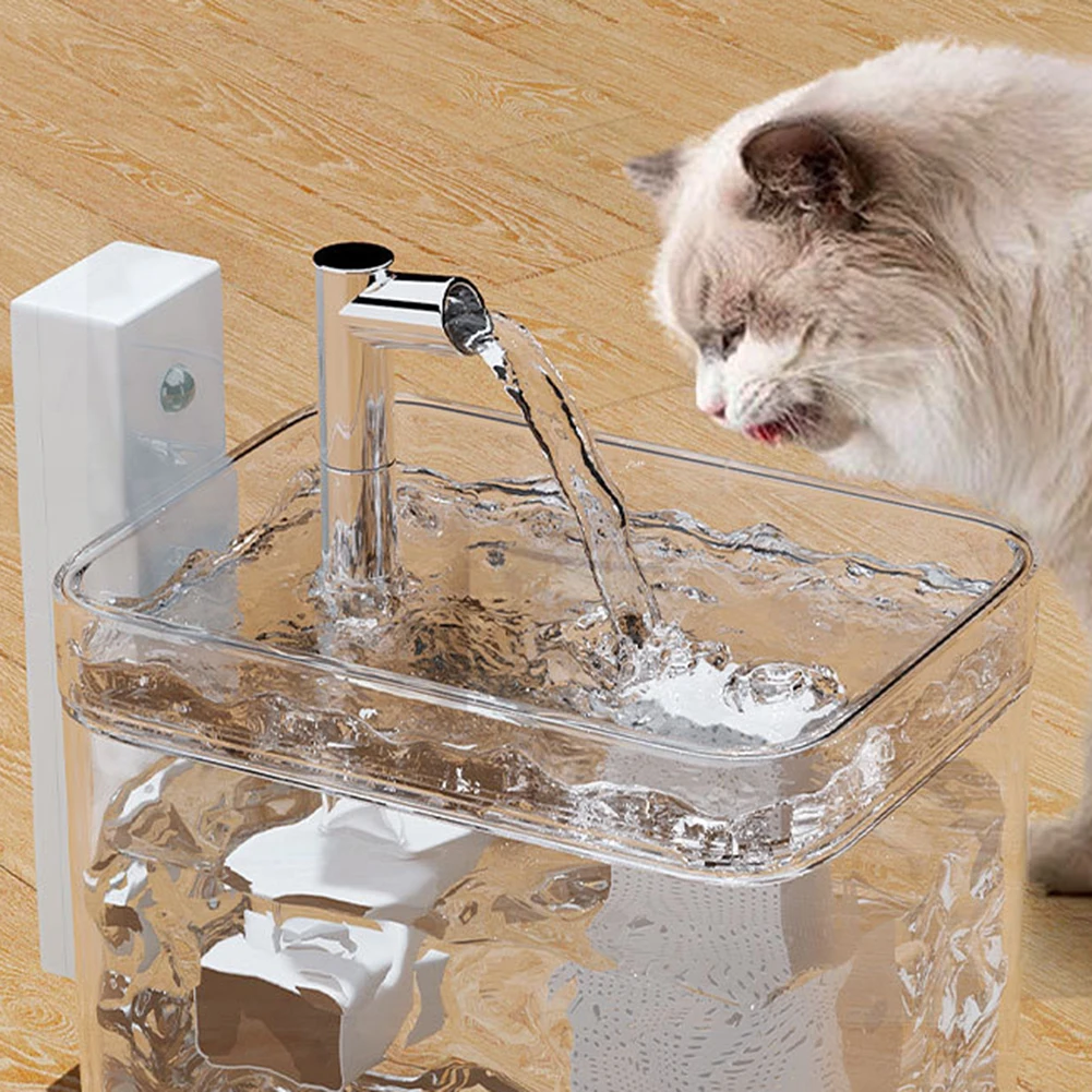 Pet Cat Automatic Filter Fountain With Sensor, Cat Water Dispenser, Ultra Quiet Water Pump, 1500ML Wireless Pet Water Fountain