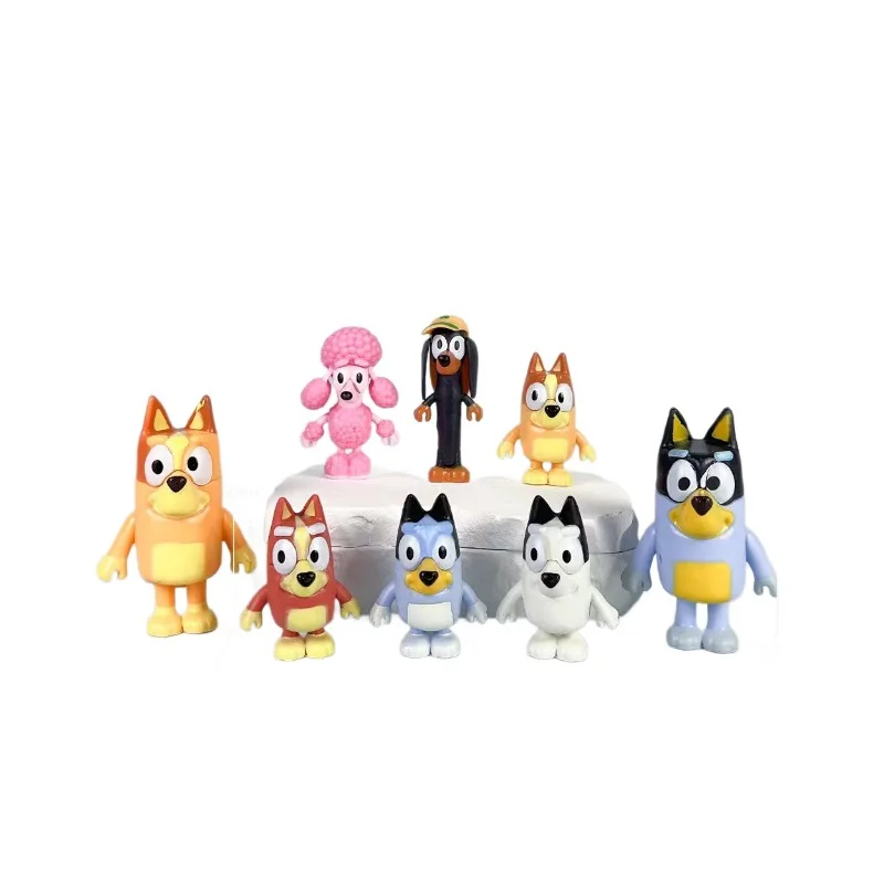 8pcs Anime Kawaii Dog Doll Action Figures Ornament Handmade Model Kids Collectible Adorable Toys Birthday Gifts