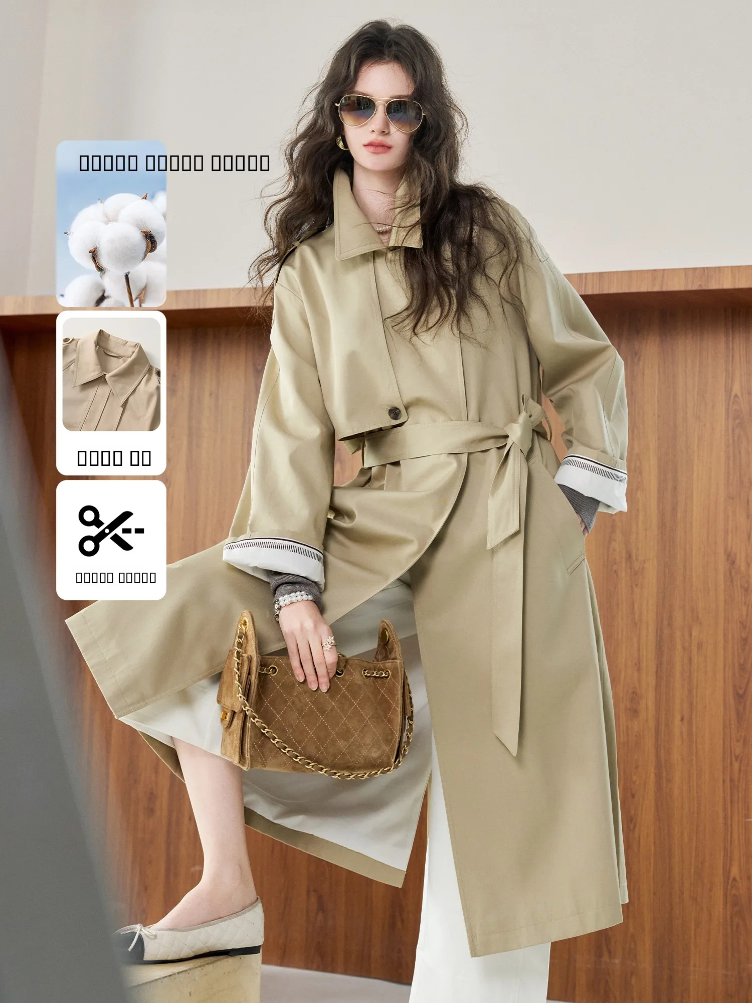 

Classic Collar Capri Sle Long Velvet Cotton Windbreaker Women's Faion Color Blo Coat Casual Commute Spring Season
