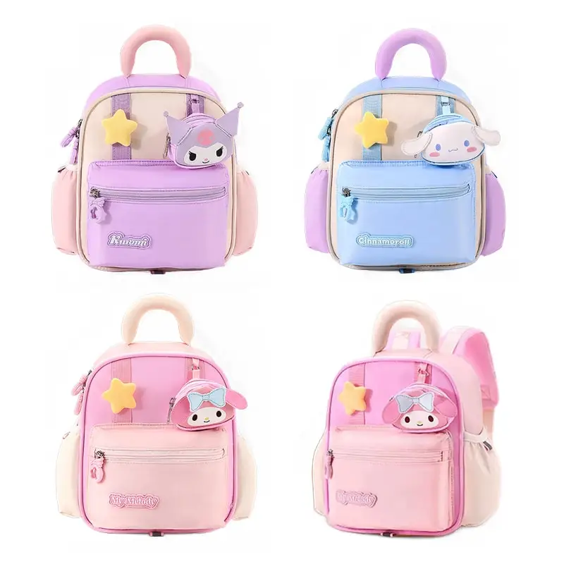 Sanrioed  Anime Kuromi My Melody Cinnamoroll Kindergarten Backpack Cute Children Schoolbag Cartoon Student Shoulder Bag Gift