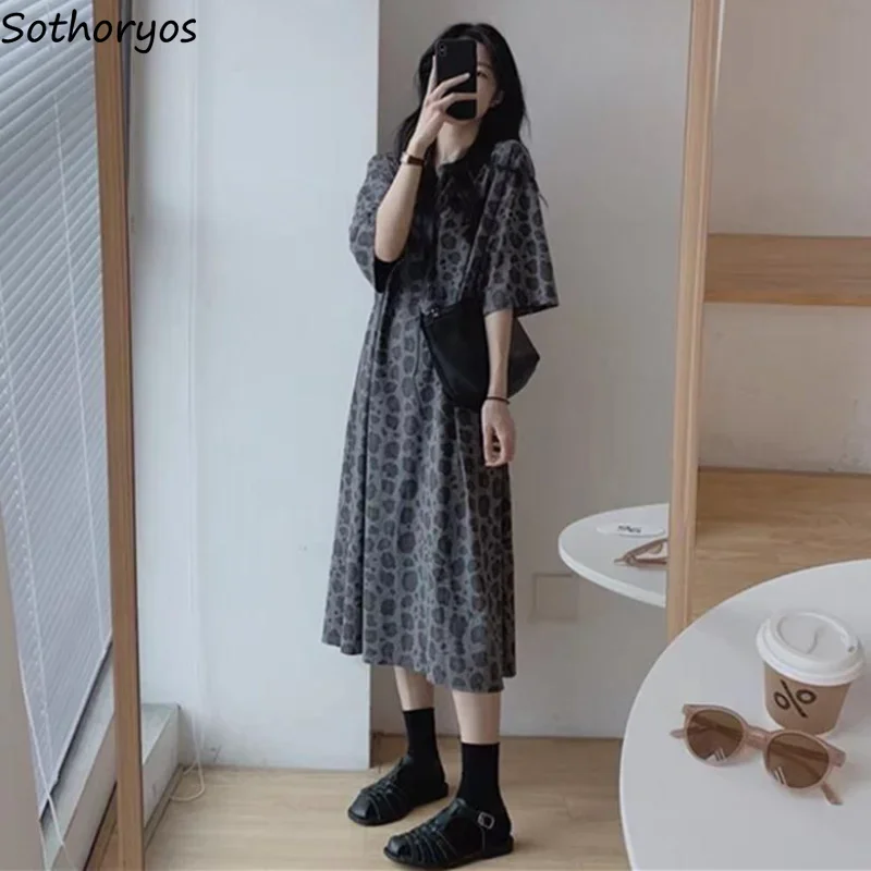 Nightgowns Women Leopard Creativity Special All-match Daily Casual Korean Style Vintage Charming Ladies Summer Delicate Fashion