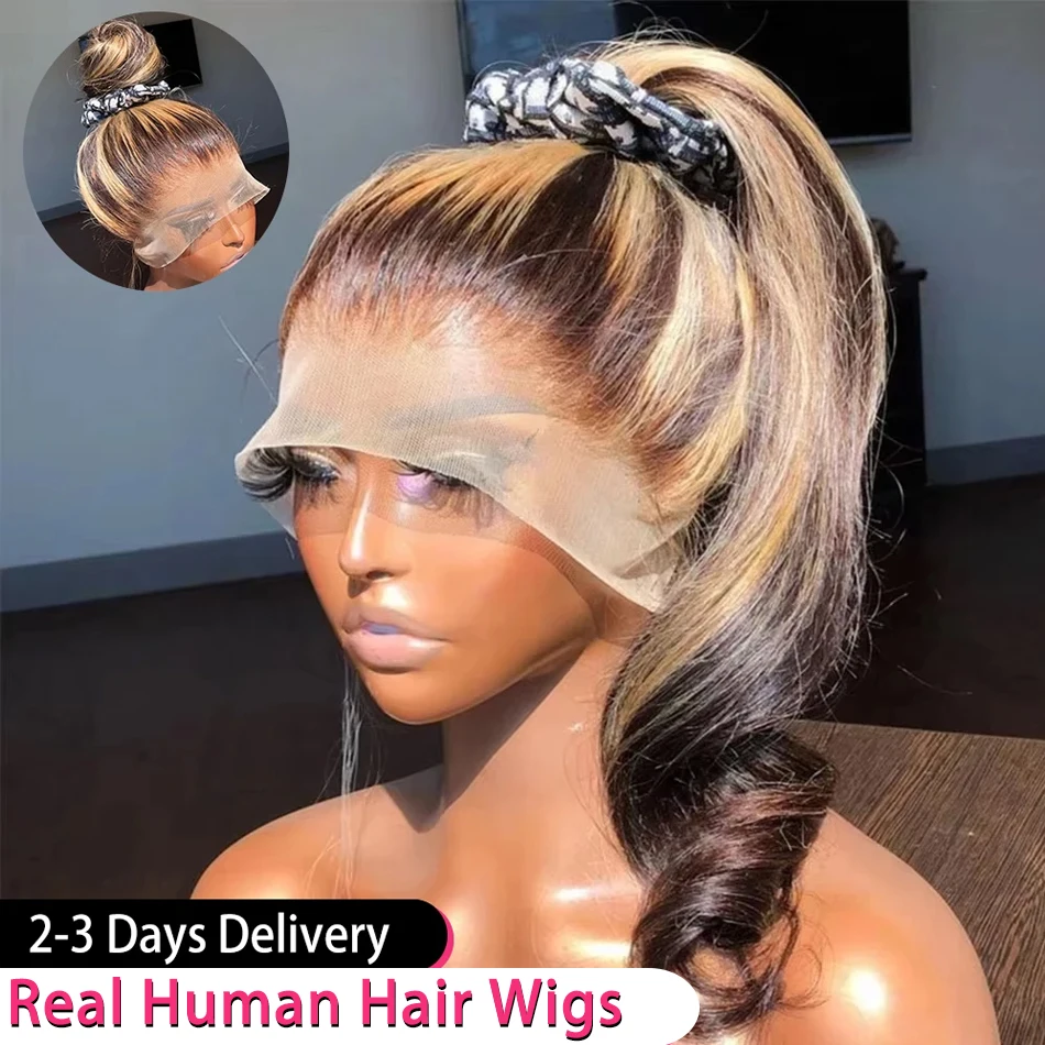 40 44 Inch 13x6 Hd Bone Straight Lace Frontal Human Hair Wigs Brazilian Colored Highlight Ombre Raw 360 Full Lace Wig Human Hair