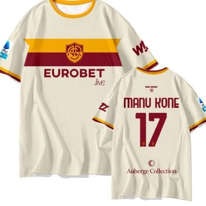 26-27 Saison Roma Team Auswärtstrikot 3D-Digitaldruck Schnelltrocknendes Kurzarm-T-Shirt für männliche Fans mit Familien-Matching – Detail 6