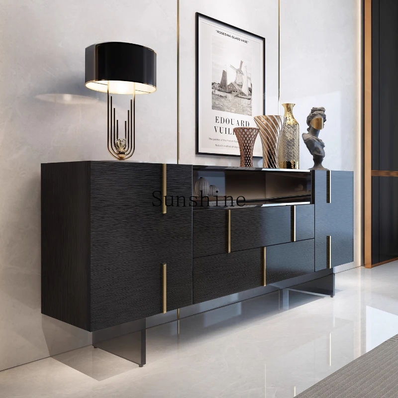 

Italian light luxury entrance villa living room storage high-grade lamp glass side cabinet