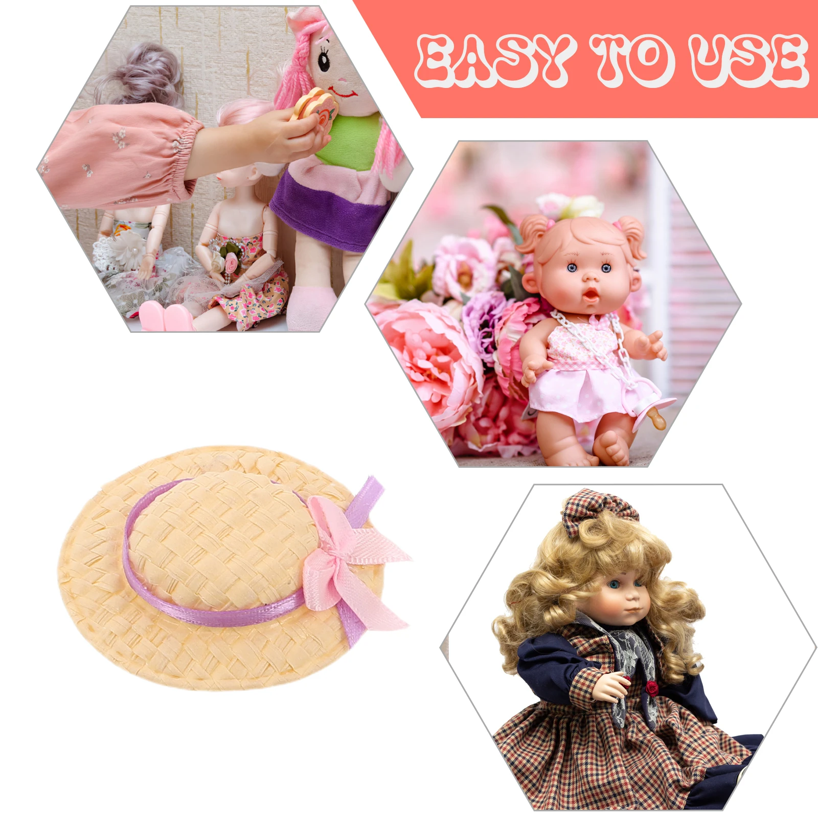 4 Stück kleine Mini-Strohhüte, handgefertigt, leicht, gewebt, Bastelhüte für DIY-Miniatur-Puppenhaus-Dekoration, kreative Requisiten