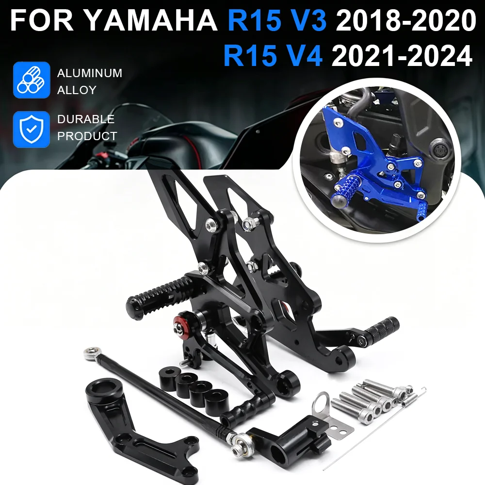 YZFR15 V3 V4 Motorcycle Rearset Footpeg Footrest Rear Set Foot Peg Pedal For Yamaha YZF R15 V3 2018-2020 YZF-R15 V4 2021-2024