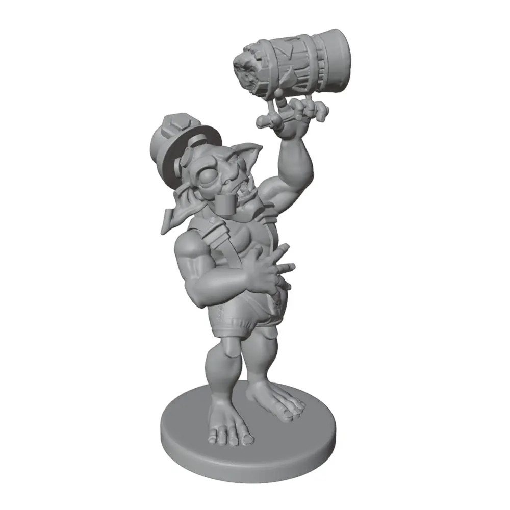 1/24/6 Standing tall with the barrel-shaped revelry goblin, tabletop game war figure, GK mini 3D printed model doll, Uncolored