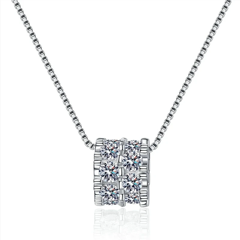 Full diamond moissanite necklace 925 sterling silver collarbone chain small waist necklace women's internet famous pendant D col