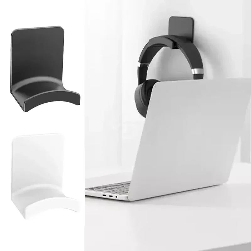 Universal Headphone Stand Under Desk Headset Rack Holder Support Adhensive Plastic Wall Mount Hanger for Gaming Earphone Bracket