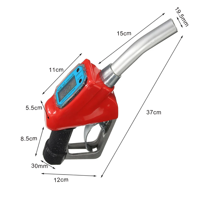 Gasoline Diesel Spray Gun Digital Display Flowmeter Adjustable Methanol Chip Electronic Metering Turbo Fuel Refuel Indicator Gun