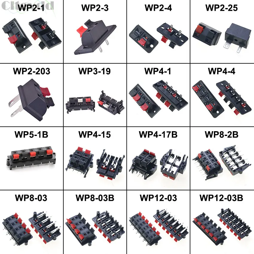 Cltgxdd 1 Piece 2 3 4 5 6 8 12 Position Connector Terminal Push in Jack Spring Load Audio Speaker Terminal Breadboard Clip