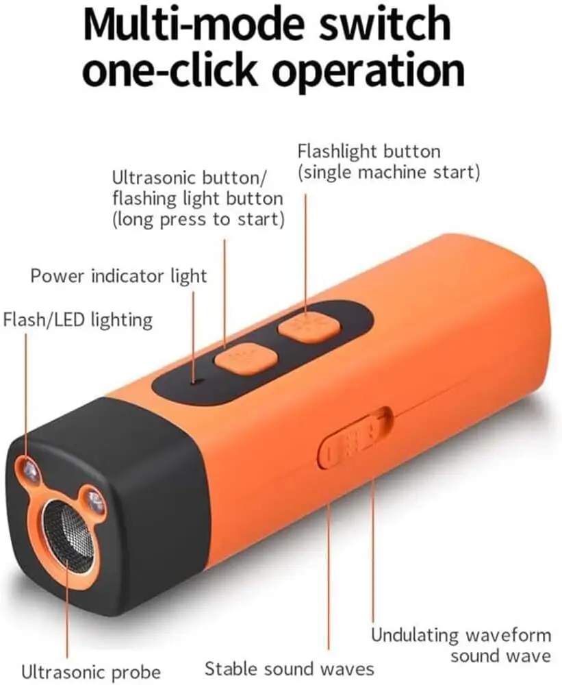 جهاز مكافحة النباح للكلاب بالموجات فوق الصوتية أجهزة نباح مبيد الكلاب مع مصباح ليد جيب وقف السلوك السيئ دون التصفيق الصراخ #5