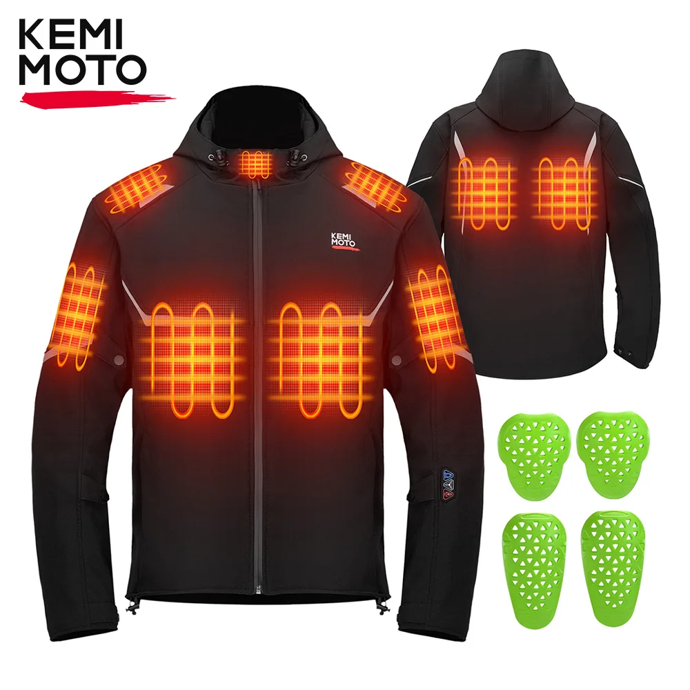 

KEMIMOTO Motorcycle Jacket Men Heated Jacket Waterproof EVA Protective Gear 20000mAh Safety Battery for Winter Outdoor Riding