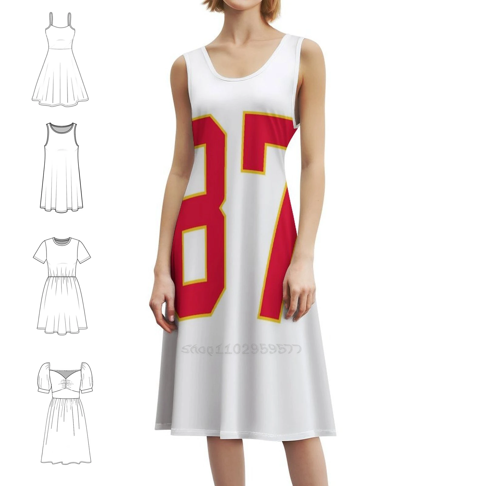 

87, платье с вырезом в форме сердца, элегантное летнее вечернее платье для женщин, платье Travis Kelce Traylor Chiefs