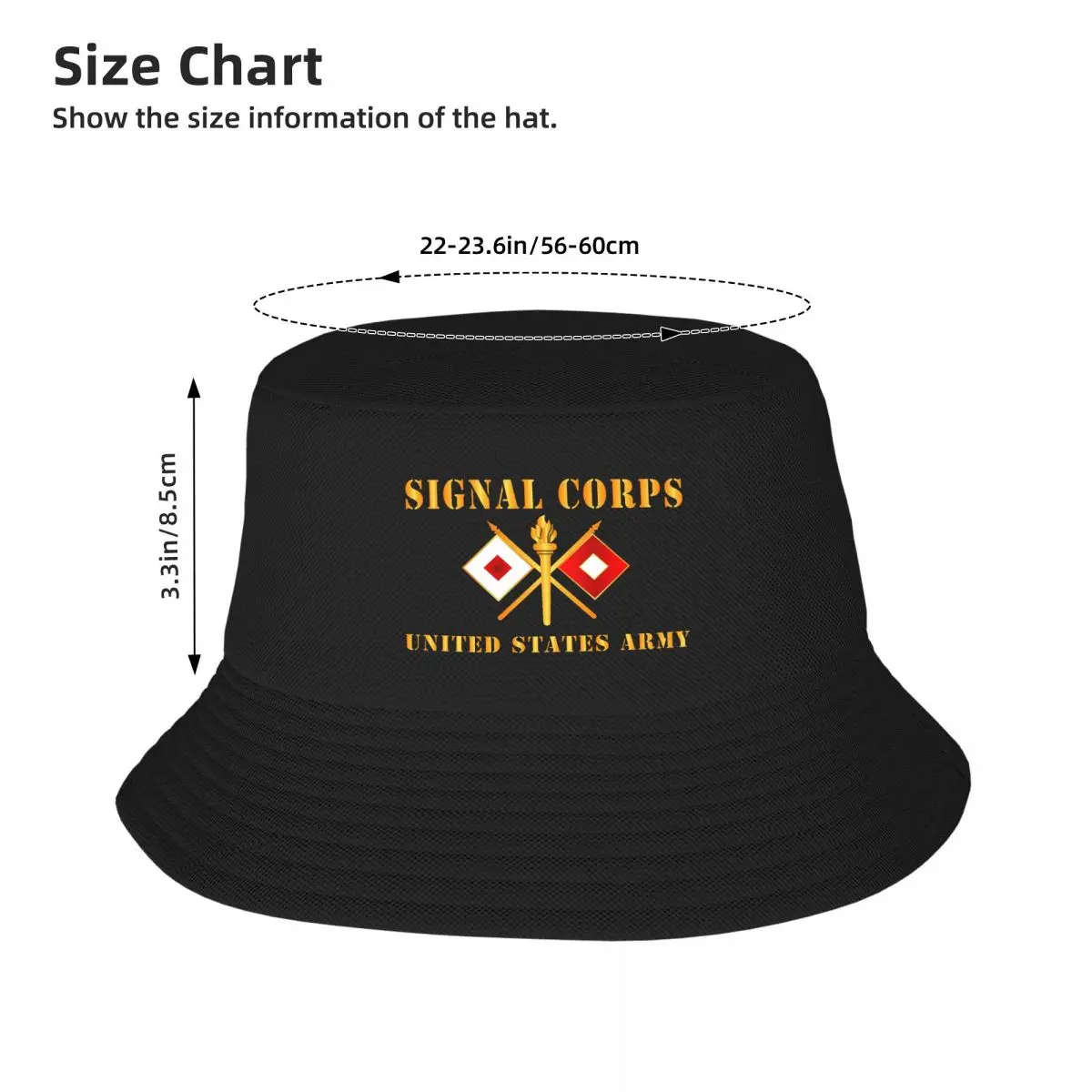 Army - Signal Corps - Branch - Us Army X 300dpi Bucket Hats Panama Hat Children Bob Hats Reversible Fisherman Hats Unisex Caps