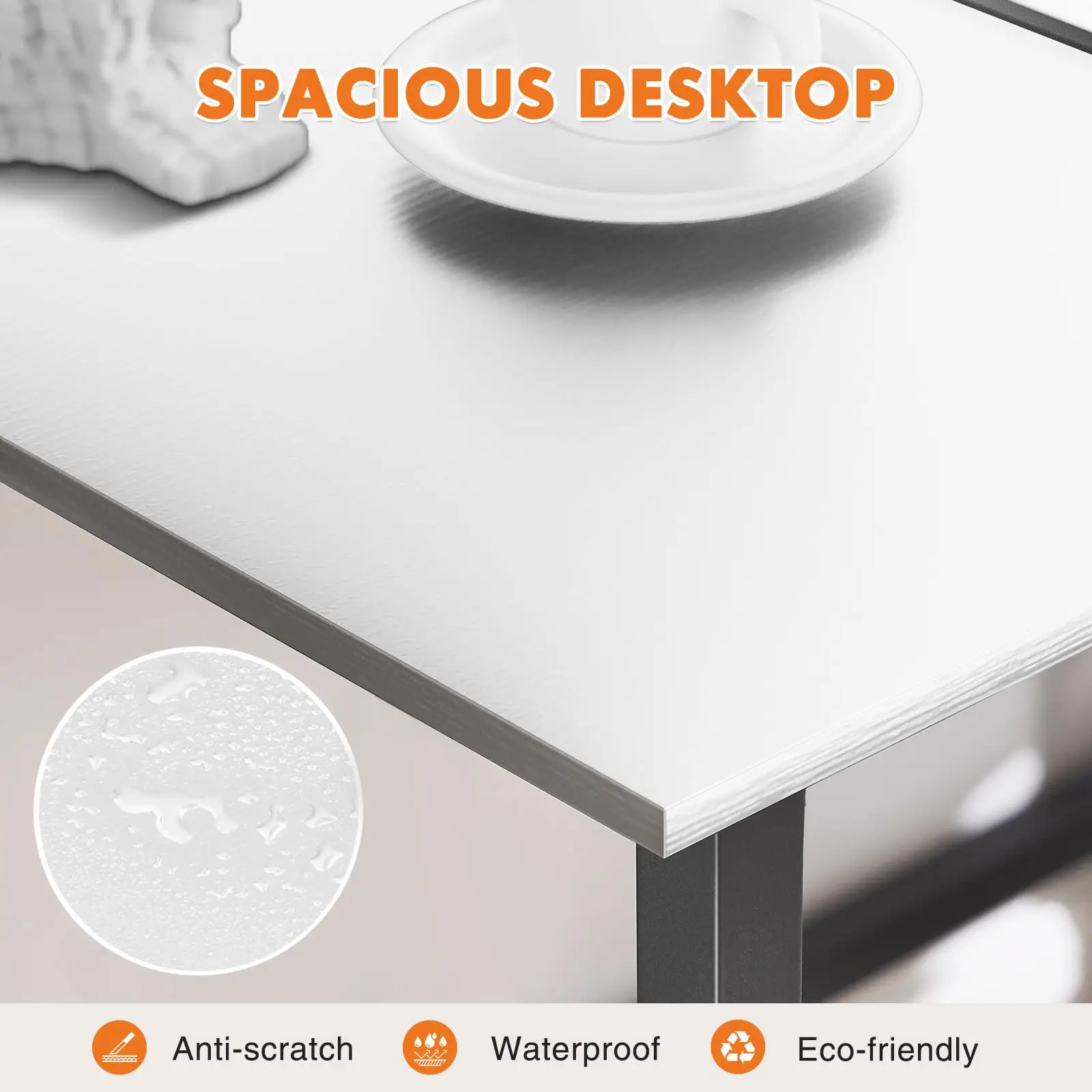 JHK Computer Office Desk Writing Study Office Gaming Table Modern Simple Style Compact Metal Frame Wood Tabletop Easy Assembly