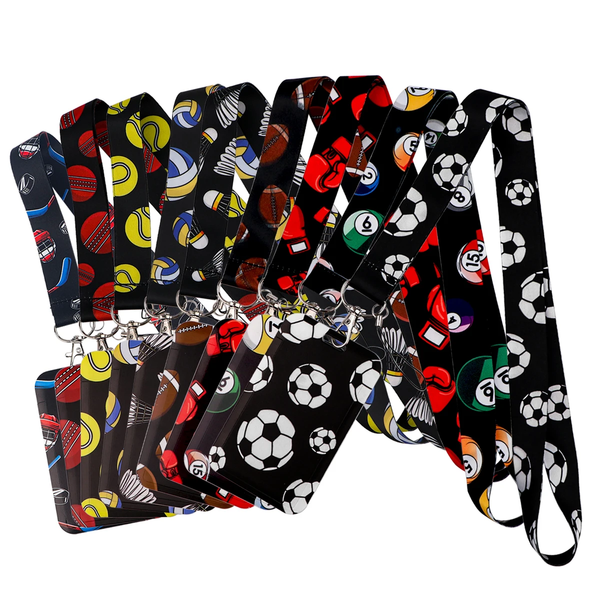 Fußball-Umhängeband, Fußball-Lanyard für Schlüssel, Ausweis, Sport, Charm-Gurt, Abzeichenhalter, DIY, schwarzes Hängeseil, Schlüsselanhänger, Zubehör, Geschenke