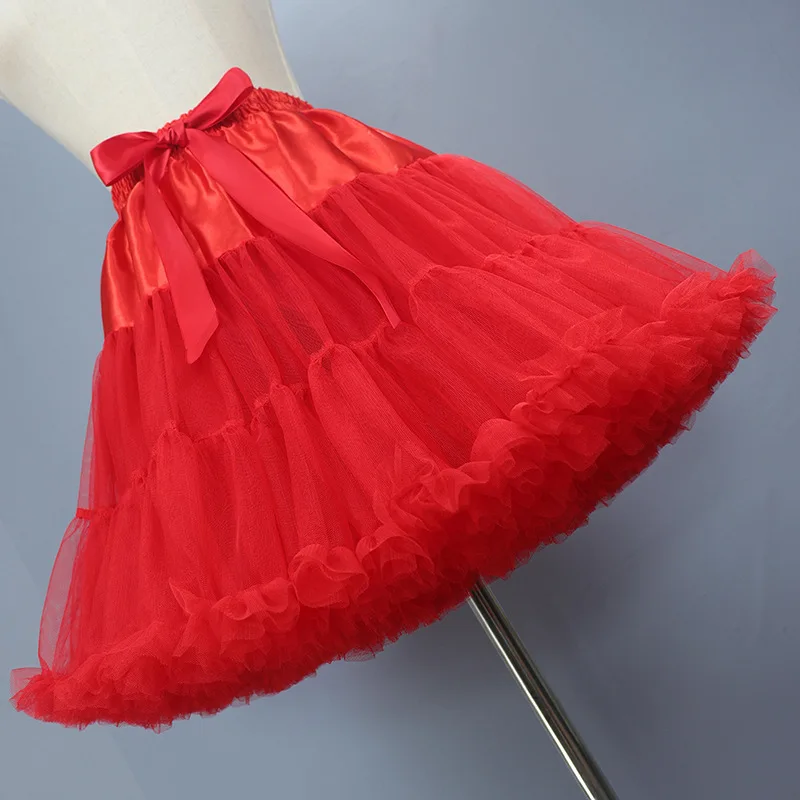 Venta al por mayor vestido rojo de Lolita enagua Jupon Tutu falda lolita vestido de fiesta rockabilly Pettico bodaat enagua Faldas crinolina