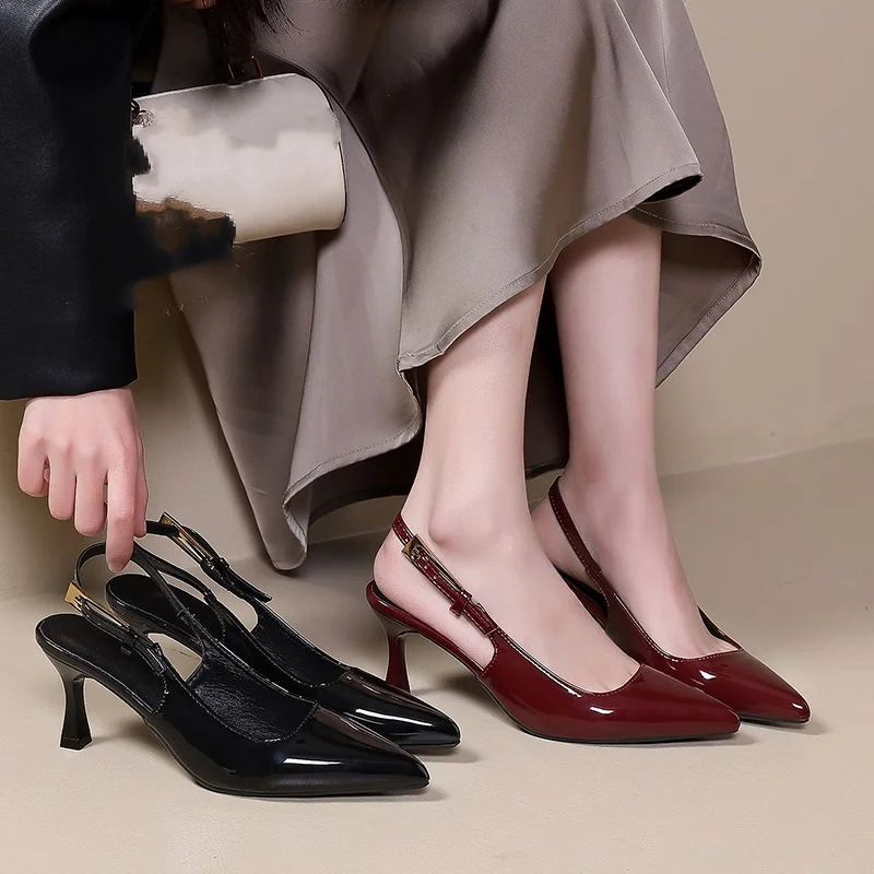 Summer Pointed Toe Open Toe Sexy Comfortable High Heels Fashion New Non-slip Buckle Plus Size Stiletto Party Sandals for Women