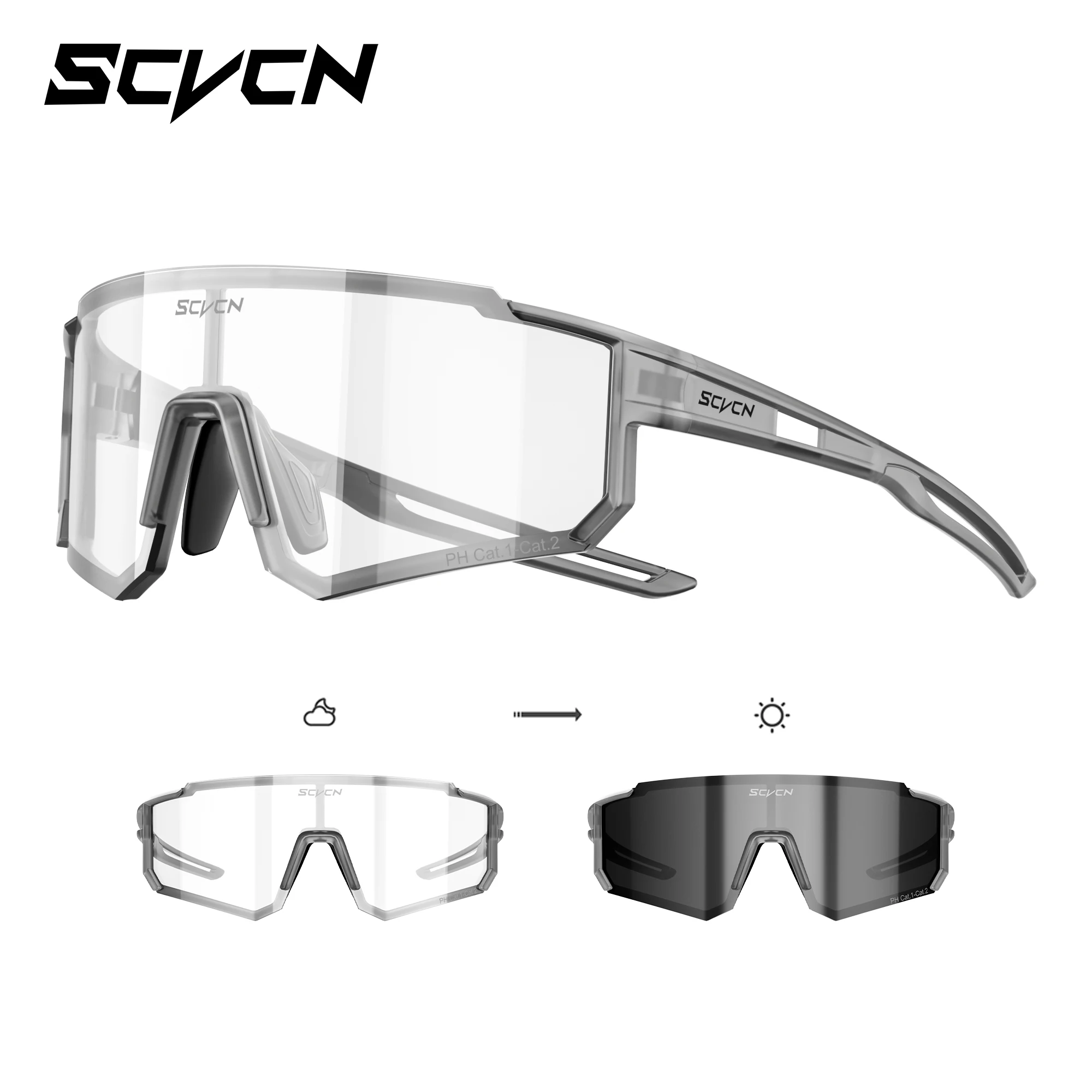 SCVCN Heißer Photochrome Radfahren Gläser Outdoor UV400 Schutz MTB Fahrrad Männer Frauen Sport Sonnenbrille Fahrrad Winddicht Brille