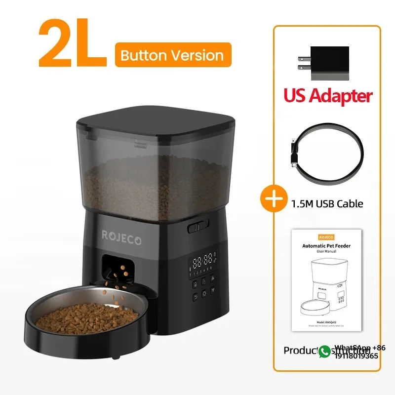 Applicable toROJECO Automatic Pet Feeder Button Version Auto Cat Food Dispenser Accessories Smart Control Pet Feeder For Cats Do
