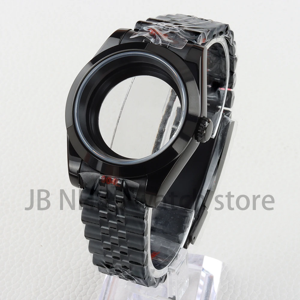 Black 36mm/39mm Watch Case 20mm Strap Stainless Steel Oyster/Jubilee Bracelet for Datejust 28.5mm Dial NH35 NH36 Movement